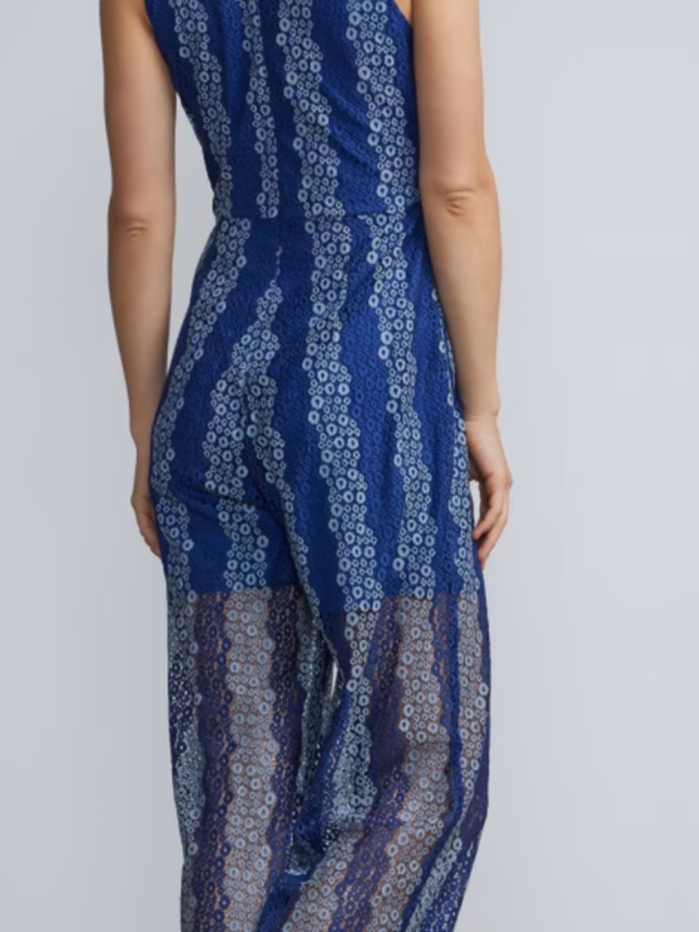 Blue Lace Wide-Leg Jumpsuit